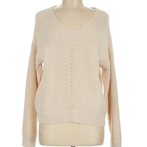1State Elegant V-Neck Cream Sweater